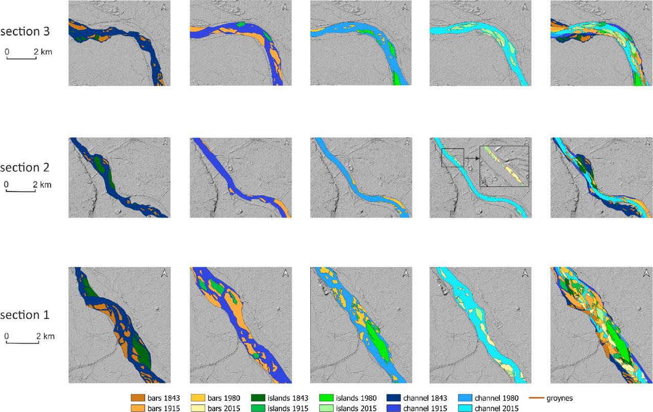 Changes in channel morphology and channel mesoforms of the Vistula RiverSource: own elaboration