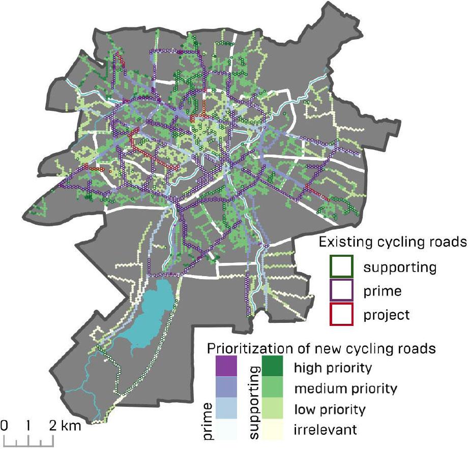 Proposed cycle tracks and their prioritization
Source: own study