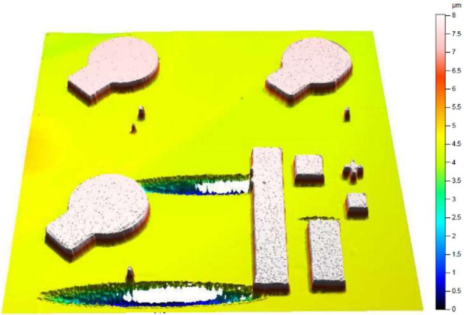 WLI measurement result after 5 minute etching in 1HCl:1CH3COOH:1H2O2 solution.