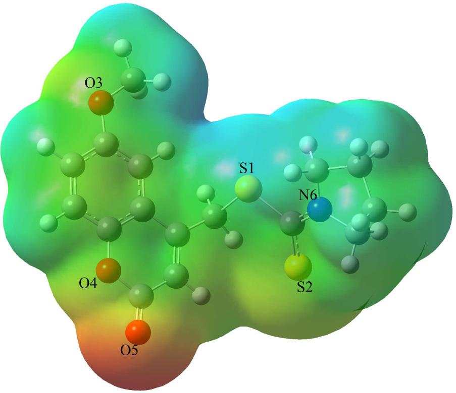 The total electron density mapped with electrostatic potential of the title compound.