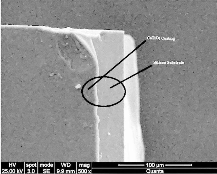 SEM image showing CaTiO3 layer formation.