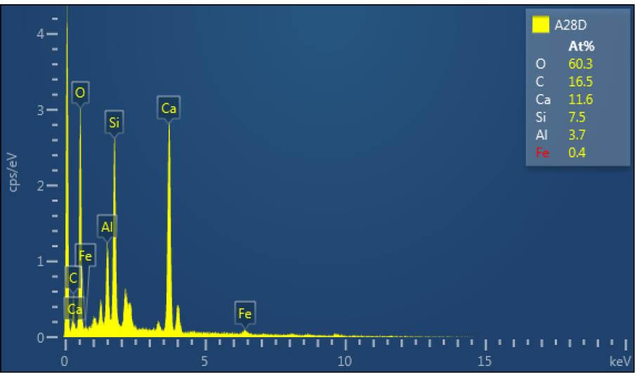 EDS analysis of the 5h3 T10 specimens under atmospheric exposure at 28 days.