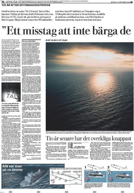 Page section of Dagens Nyheter, 27 September 2004