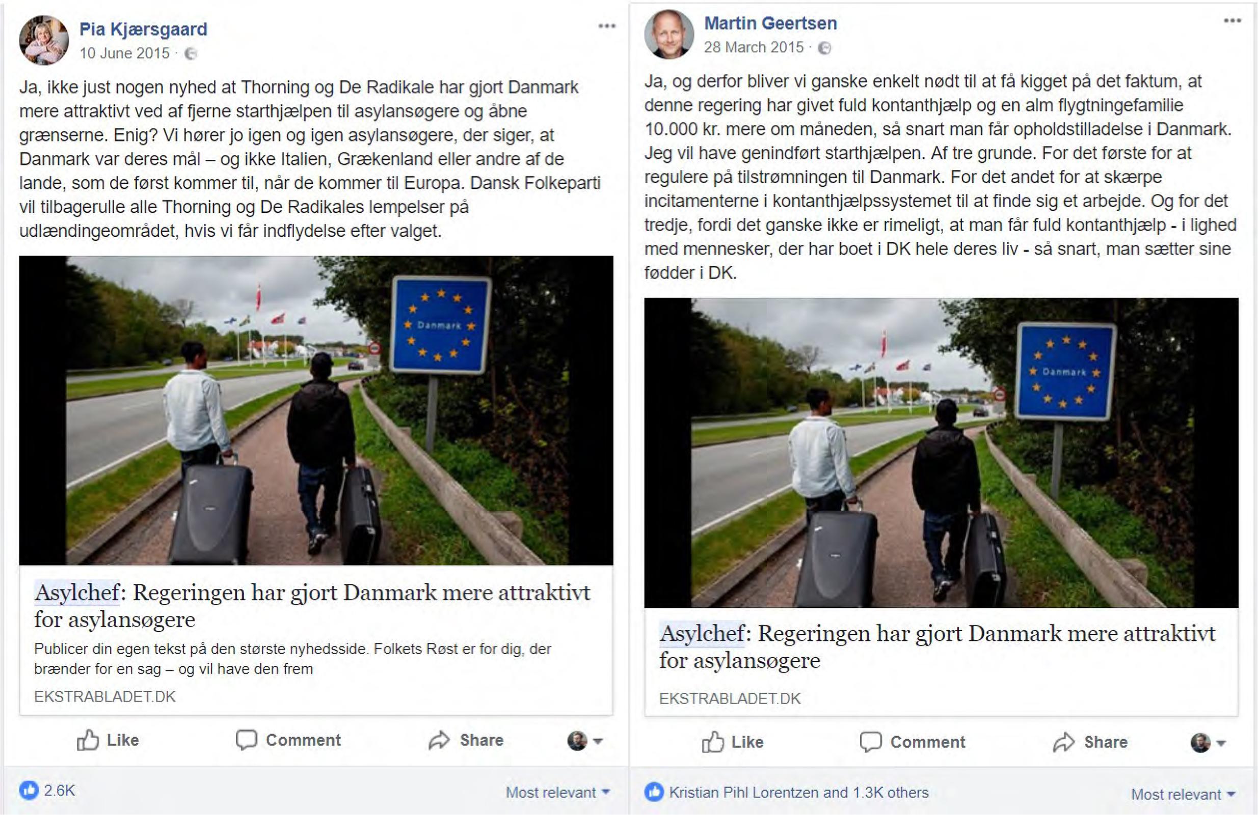 Letter to the editor shared by Pia Kjærsgaard (MP, Danish People’s Party) and Martin Geertsen (MP, Liberal Party)