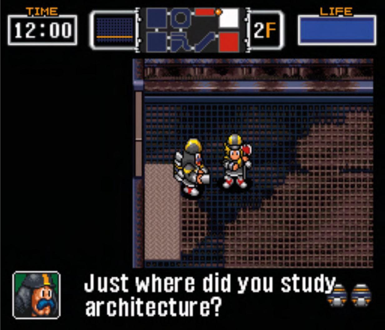 Firefighters as heroesComments: The screenshot shows Pete Grey verbally berating Frank Weller, the building's architect, over the radio.Source: The Firemen (Human Entertainment, 1994)Comments: The screenshot shows the protagonists combatting flames atop the Metrotech complex.Source: The Firemen (Human Entertainment, 1994)