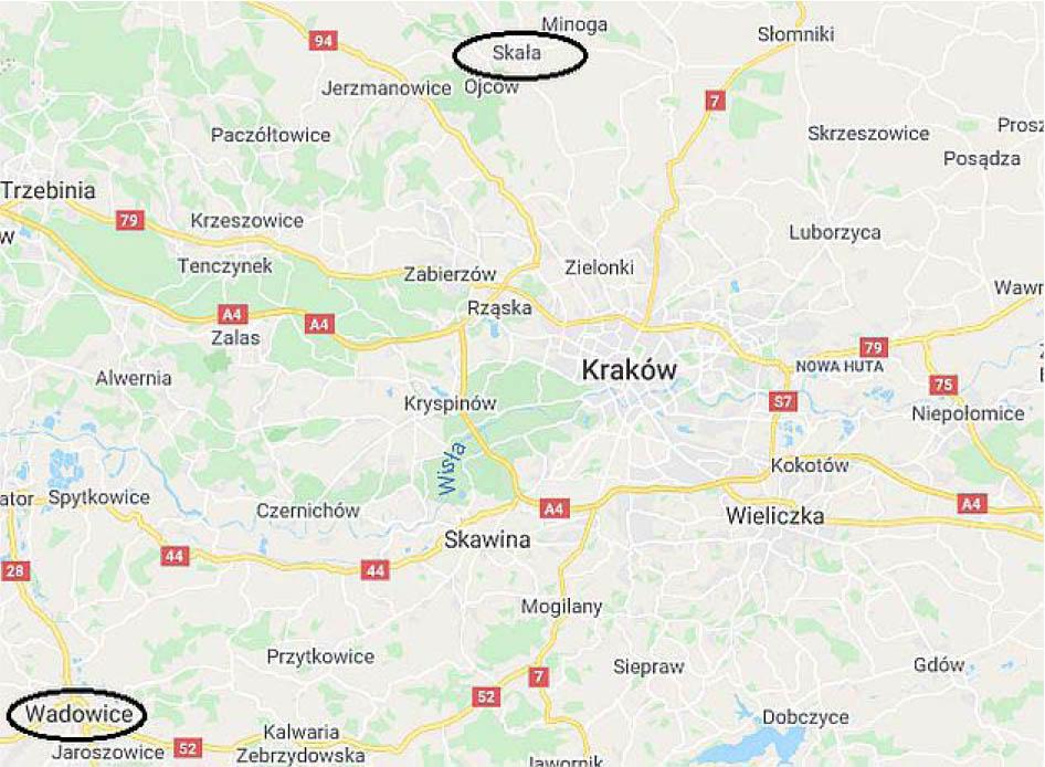 Map with sampling sites.