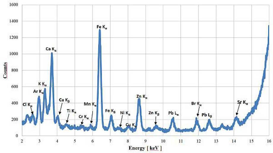 EDXRF spectra of sample collected in Wadowice.