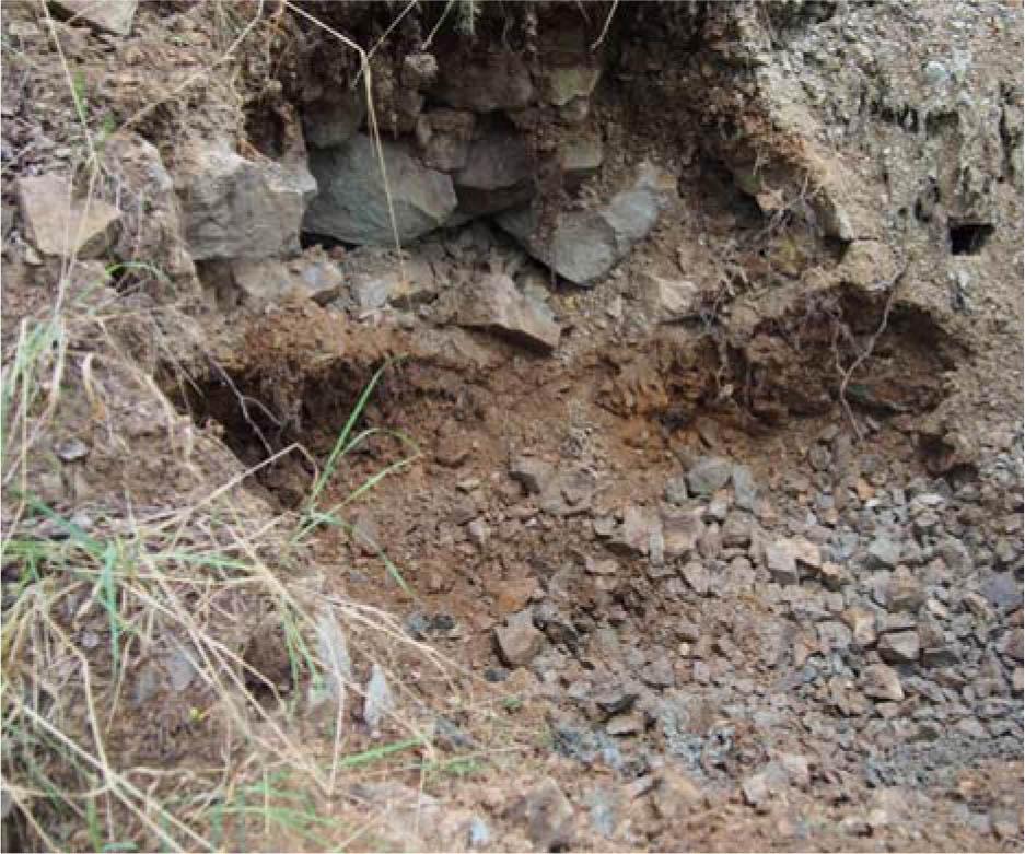 The photo of a material sampling point at the post-mining uranium dump in Radoniów.