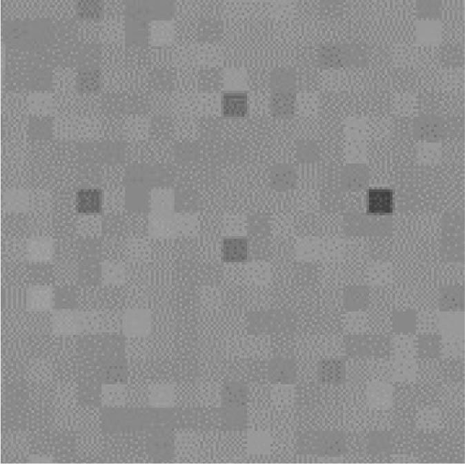 A magnified image of the largest microcalcification cluster. Only four out of six microcalcifications are detected.