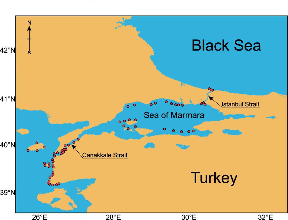 Study area: the Sea of Marmara, Istanbul Strait and Canakkale Strait