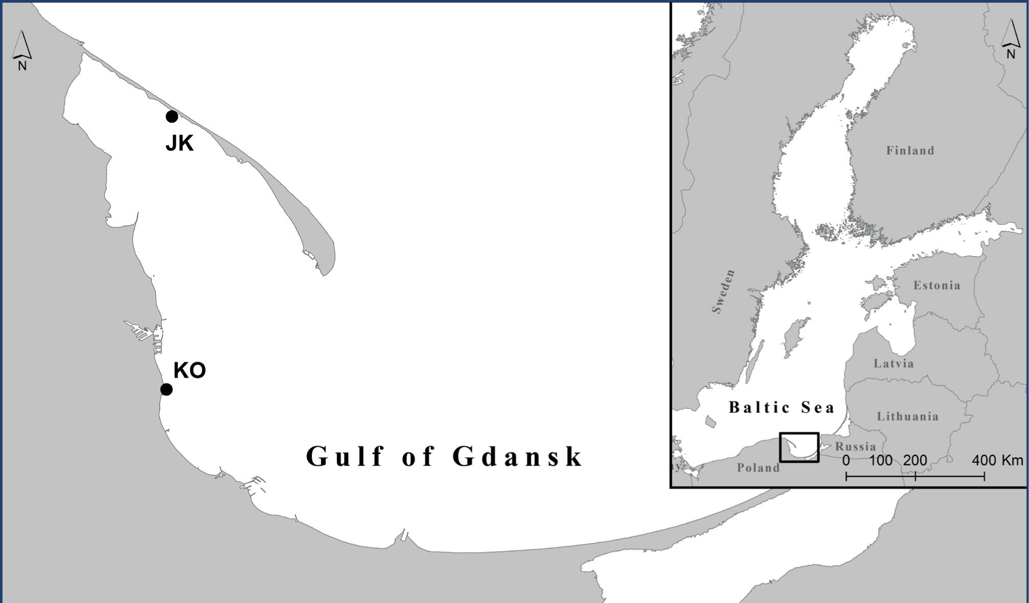 Sampling sites for macrophytobenthos