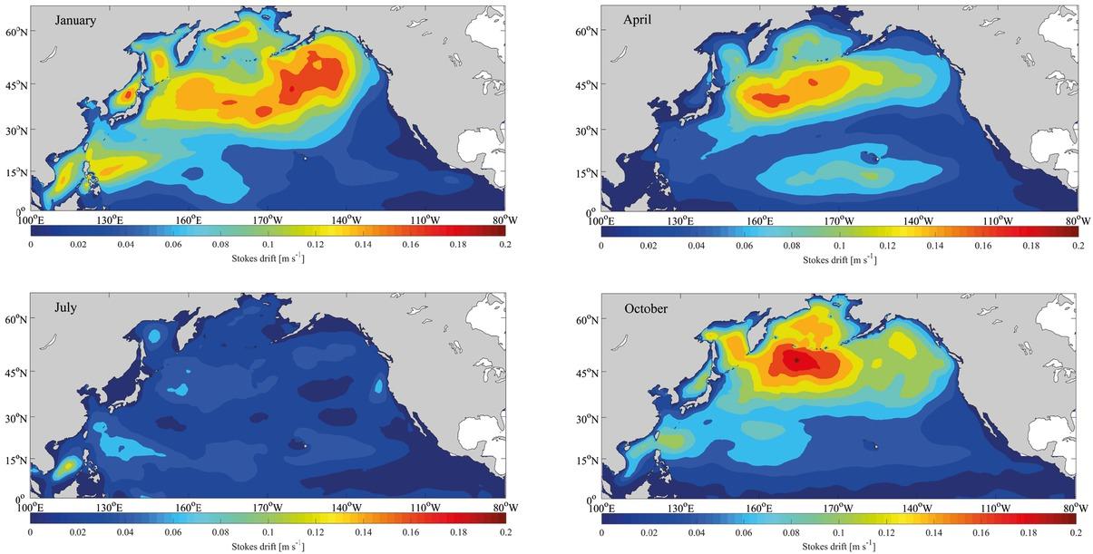 Distribution of the surface Stokes drift velocity