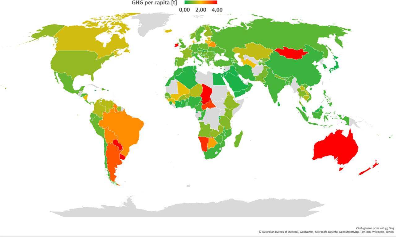 Agricultural GHG emissions per capitaSource: Own study, based on FAOSTAT data