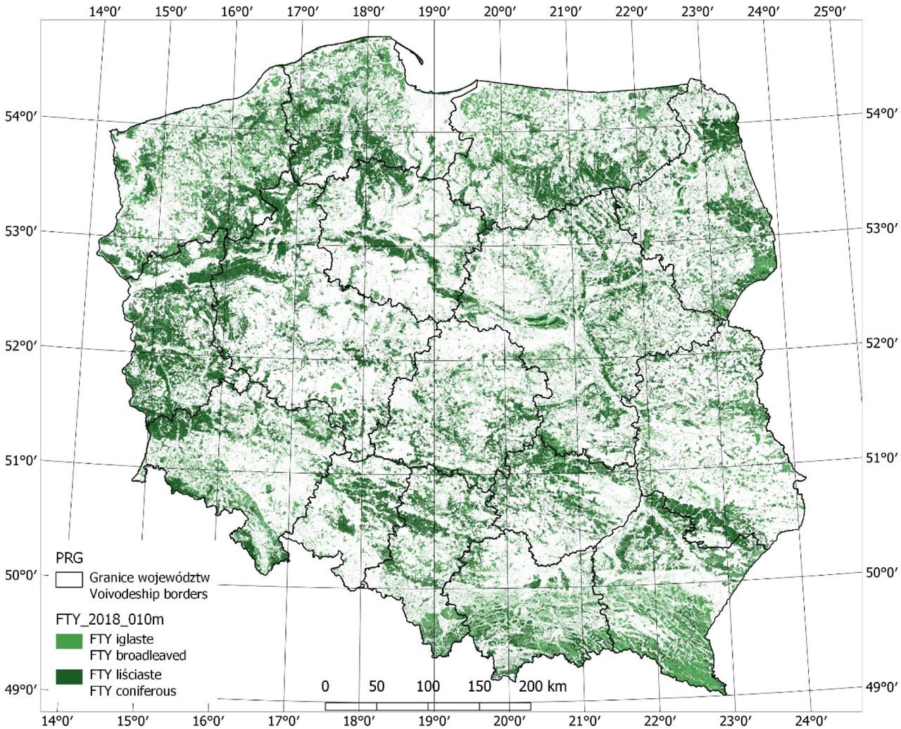 HRL Forest Type layer at the national scale.