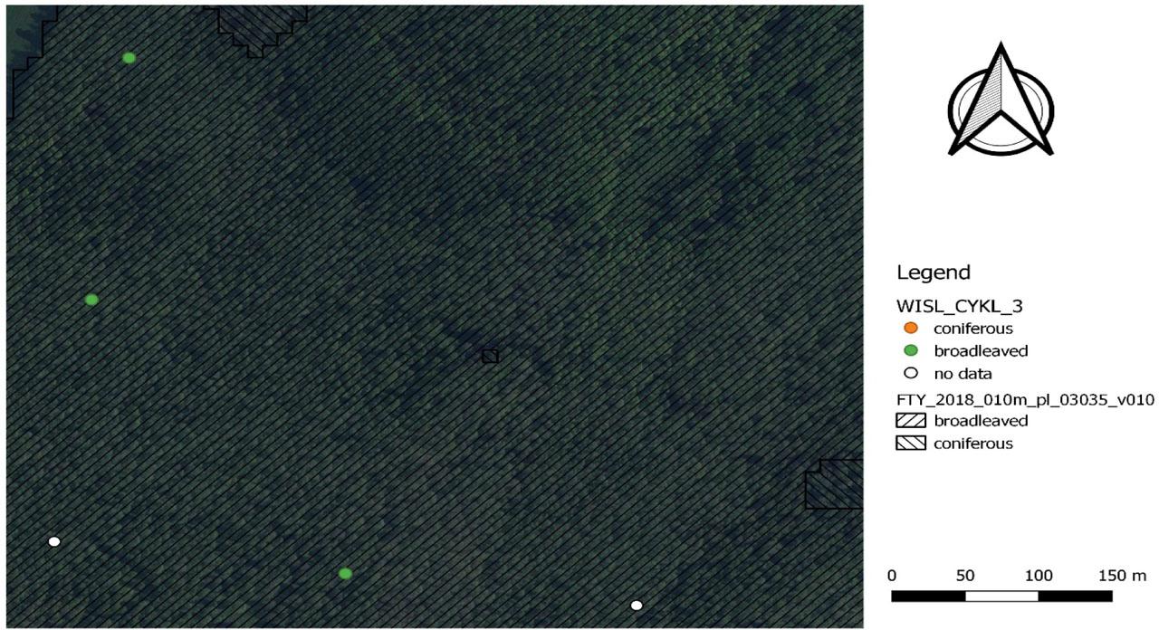 Overview of intersecting NFI plots and HRL FTY imaginary (example 6)