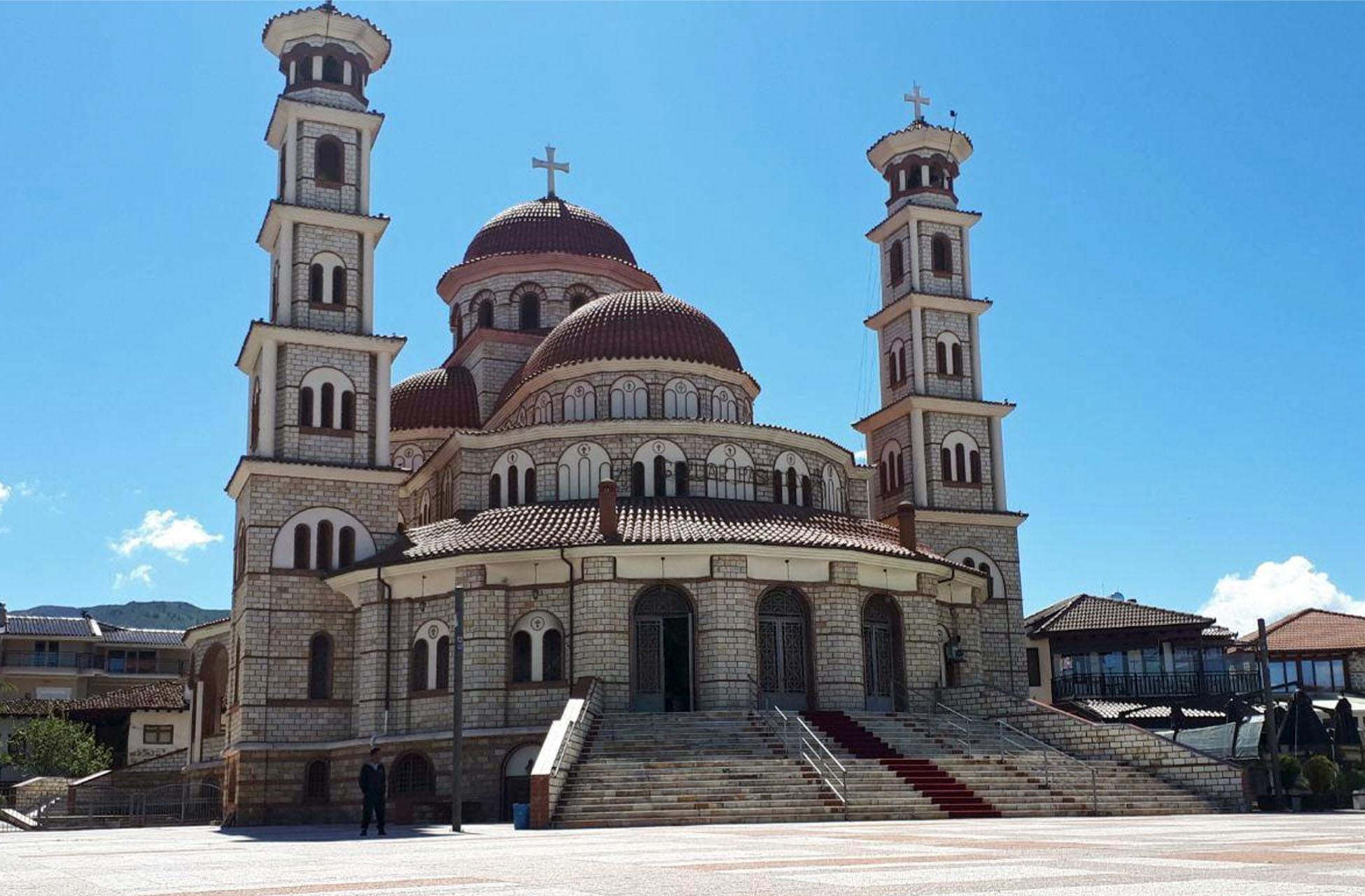 The Ringjallja e Krishtit (Resurrection of Christ) Cathedral in the city of Korça.