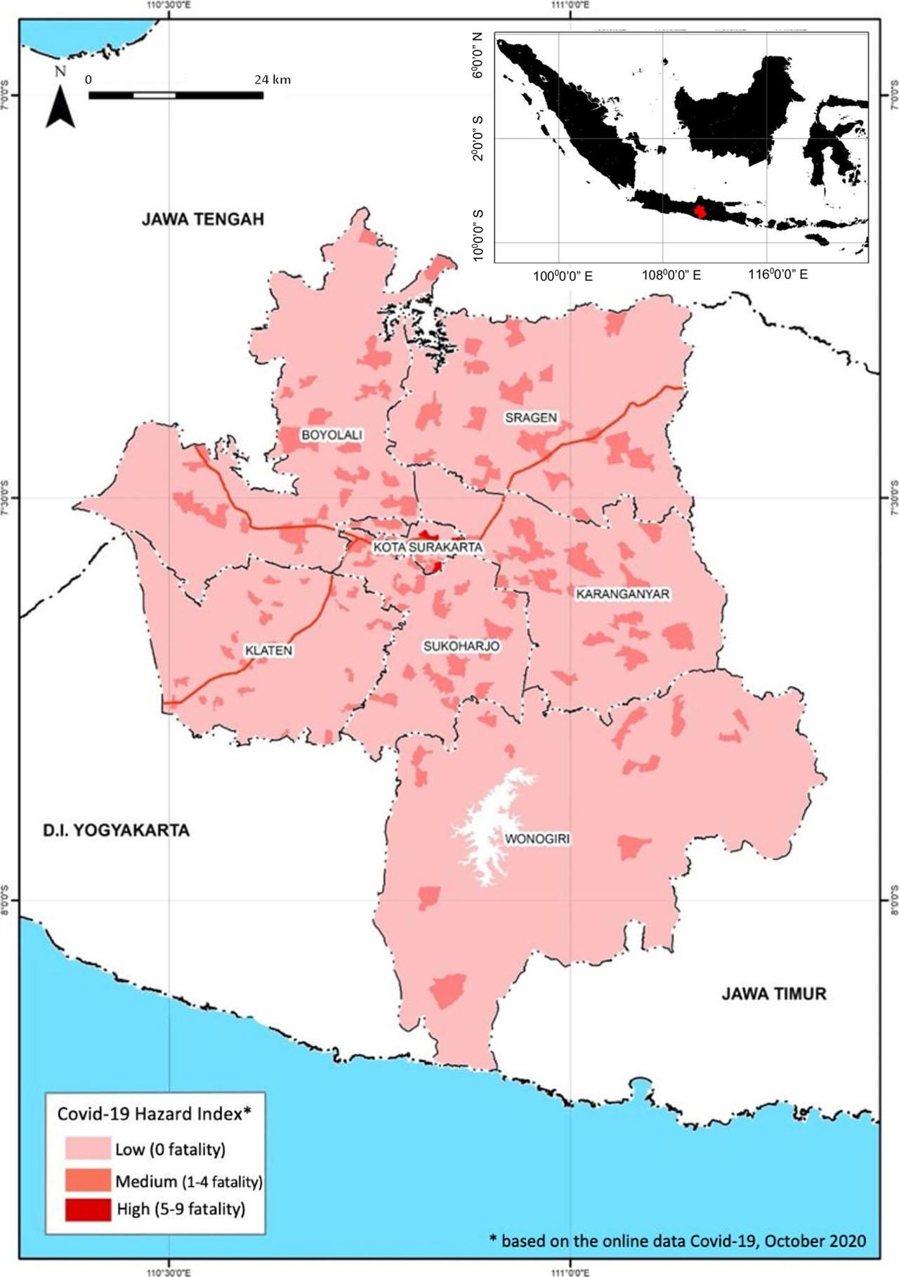 COVID-19 hazard index of Subosukowonosraten (Greater Surakarta).