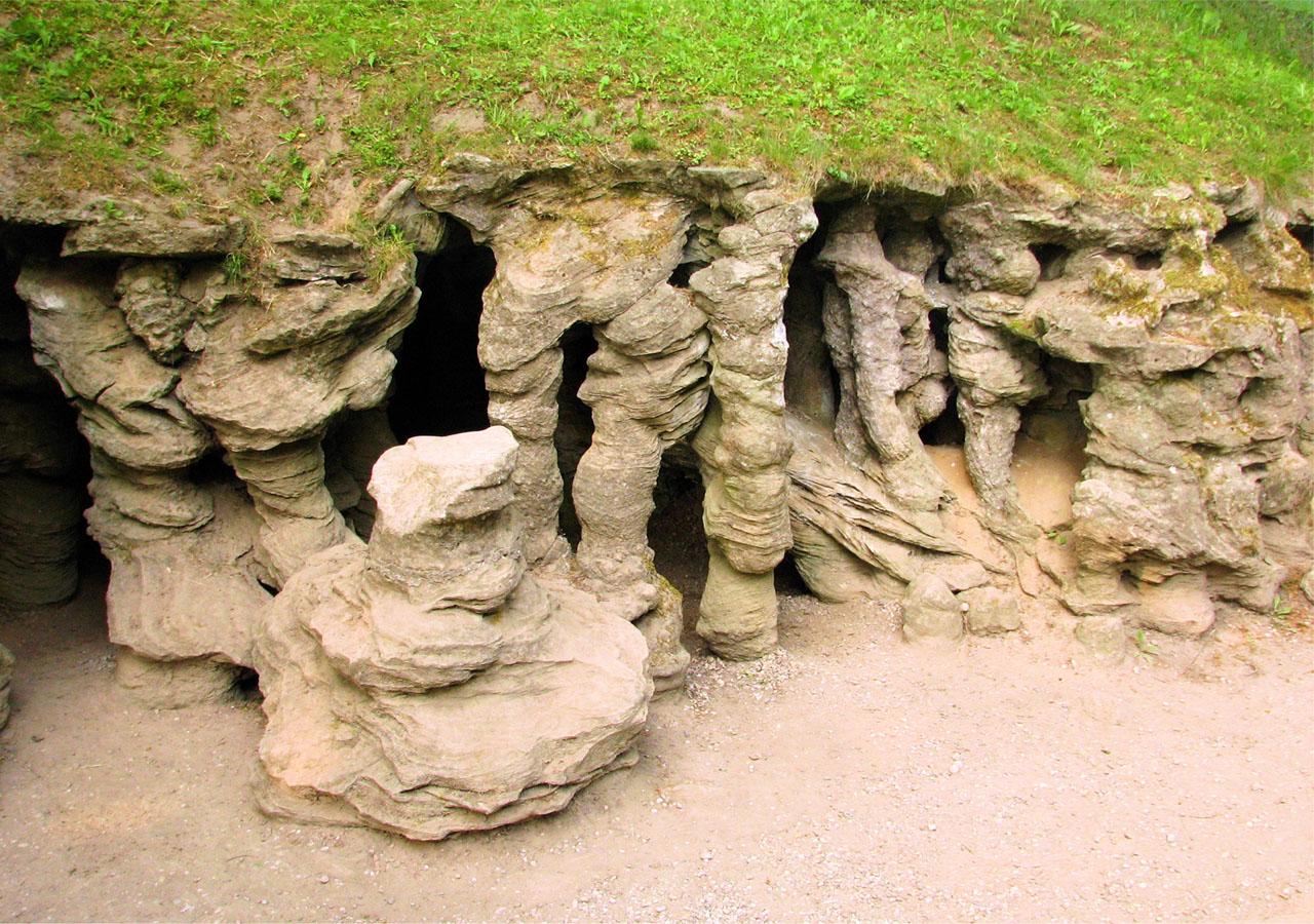 Mechowo Caves’ entrance hole is formed by characteristic columns (photo: A.Marek 2021).