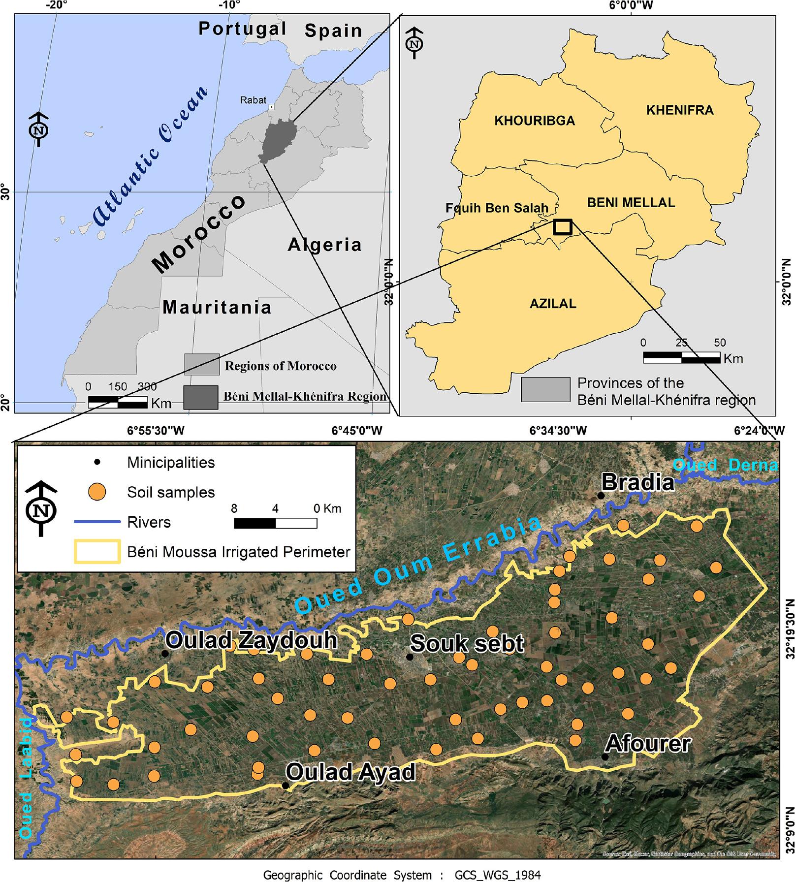 Location map of the study area showing soil sampling points.