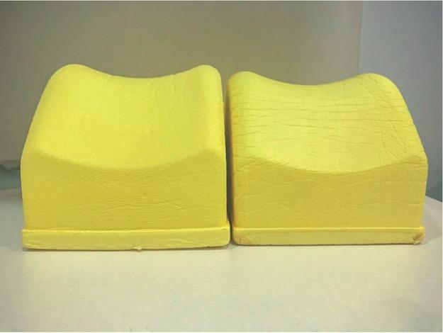 The example of shrinkage (right) of the head support.