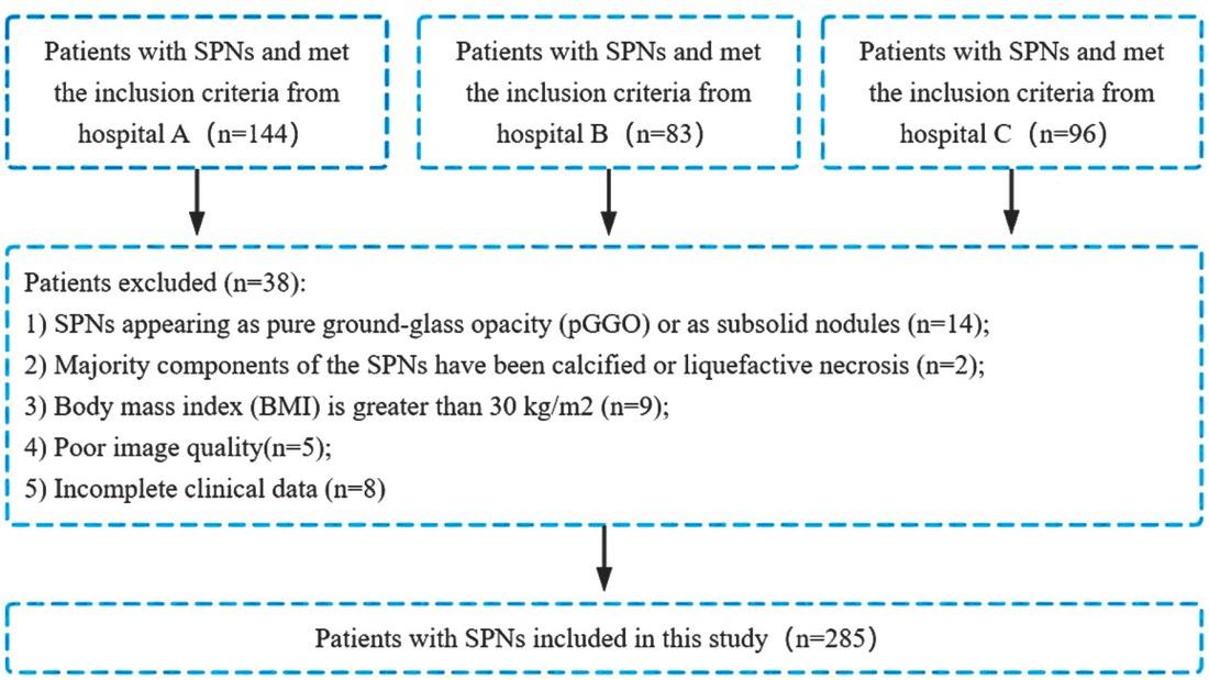 Flow chart of patient selection.
SPNs = solitary pulmonary nodules