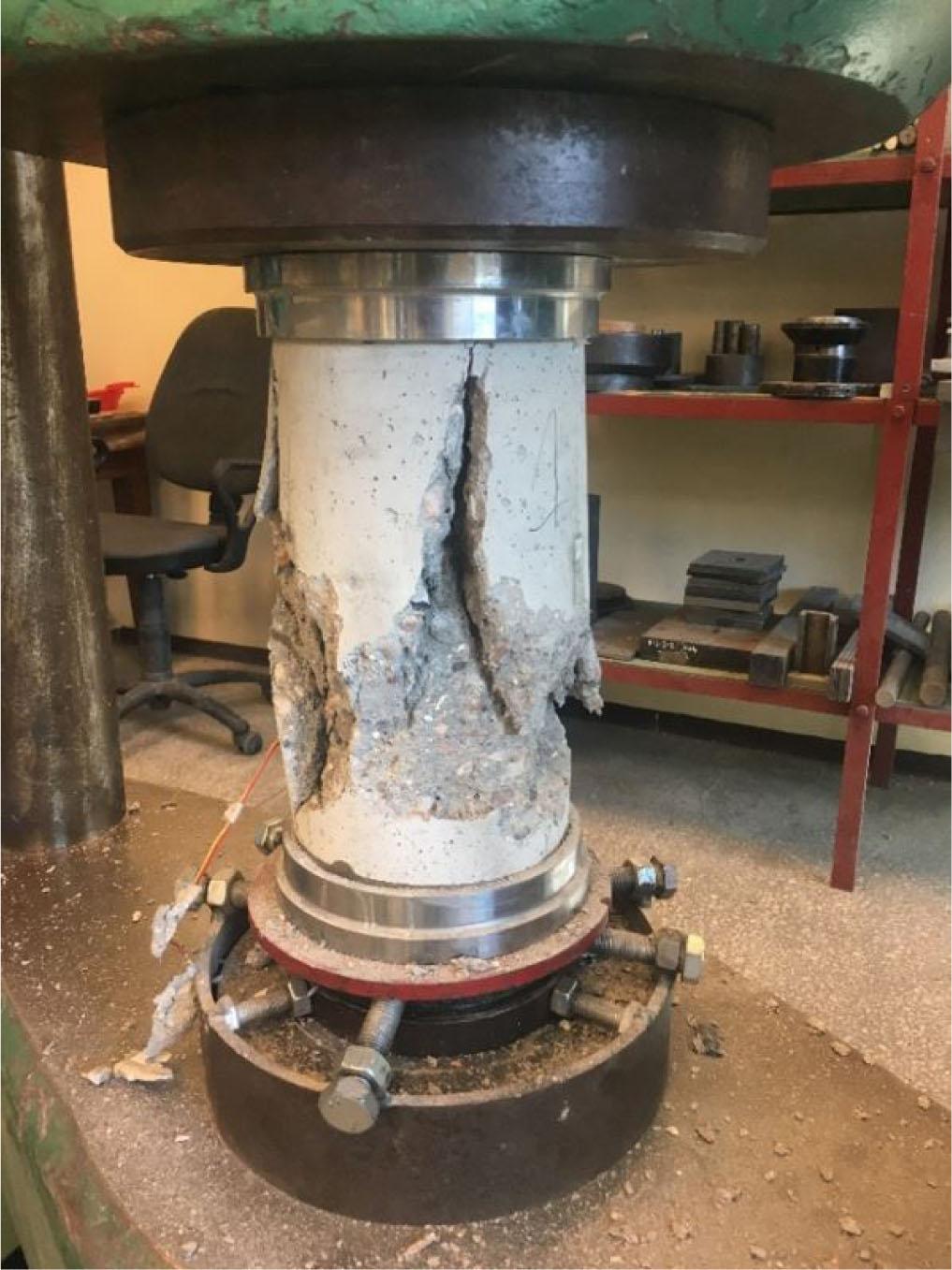 Failed concrete specimen.