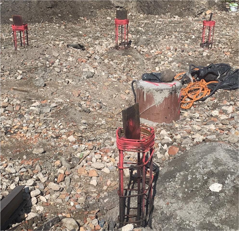 Part of the site prepared for static load testing (image captured by the author).