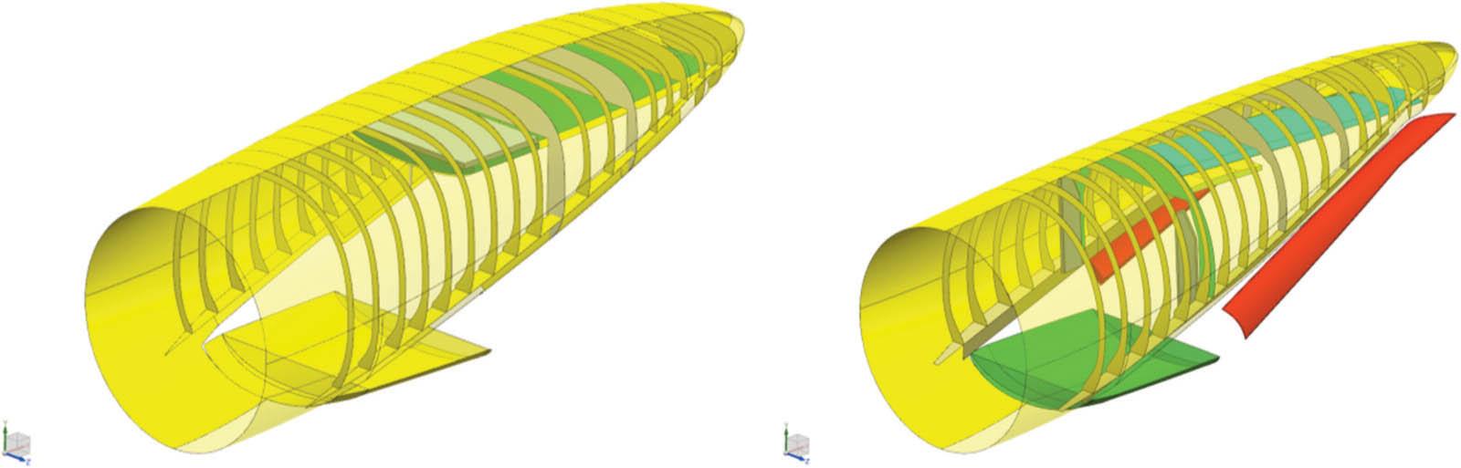 Cargo door pressurised and non-pressurised fairing compartment.