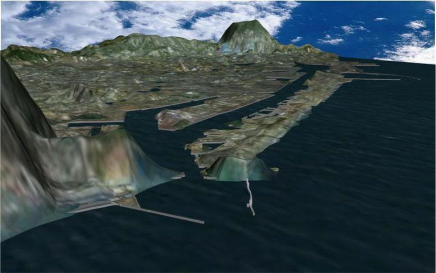 Build the terrain and Kaohsiung Harbor