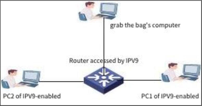 Packet capture test of IPV9 address encryption transmission