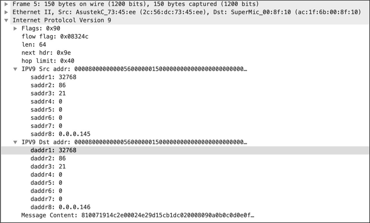 ICMPv9 response packet (address encryption direction is not used)
