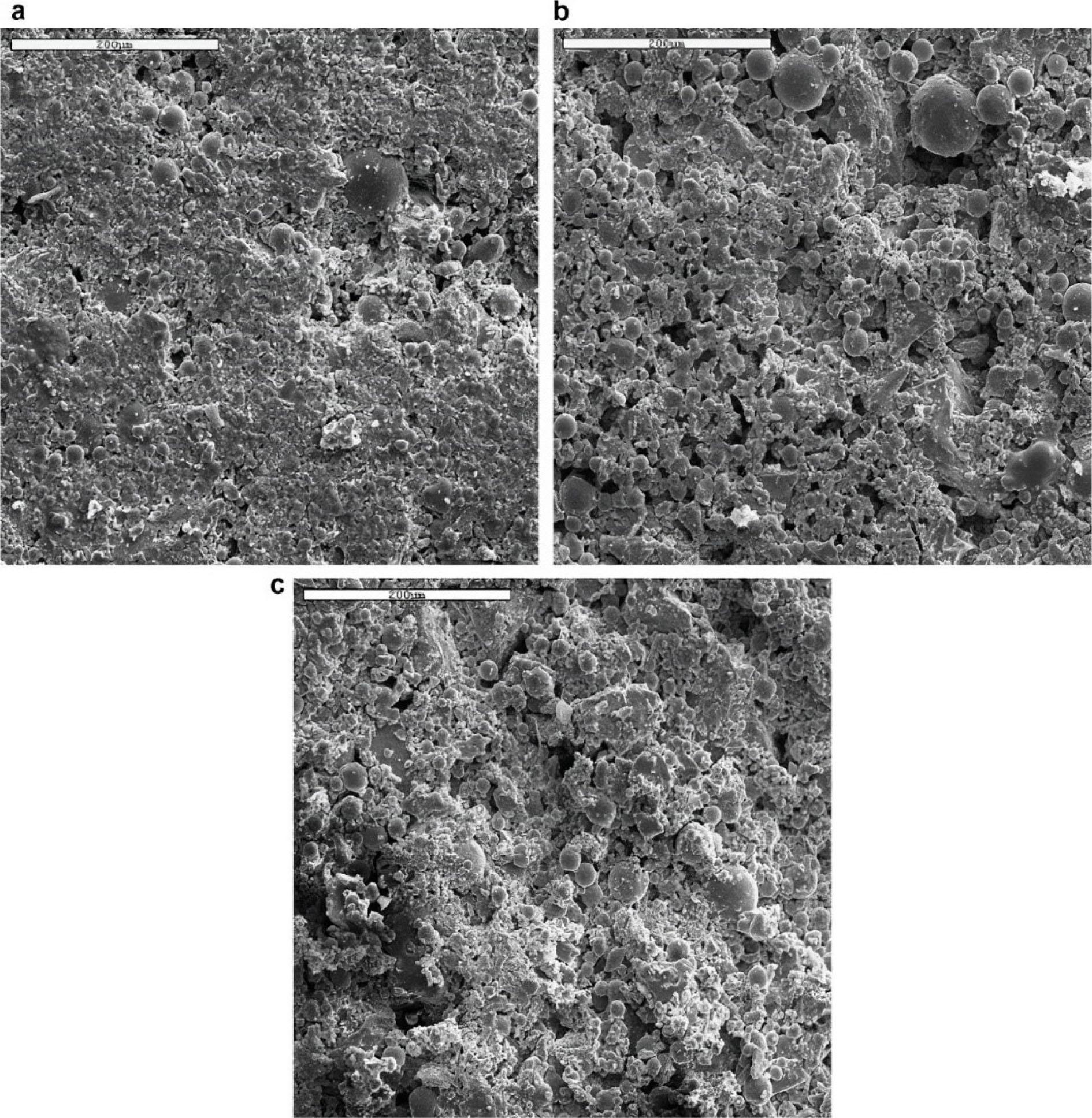 Sulfur concrete, filler - cakes, modifier - DCPI: a) with vibration; b) no vibration