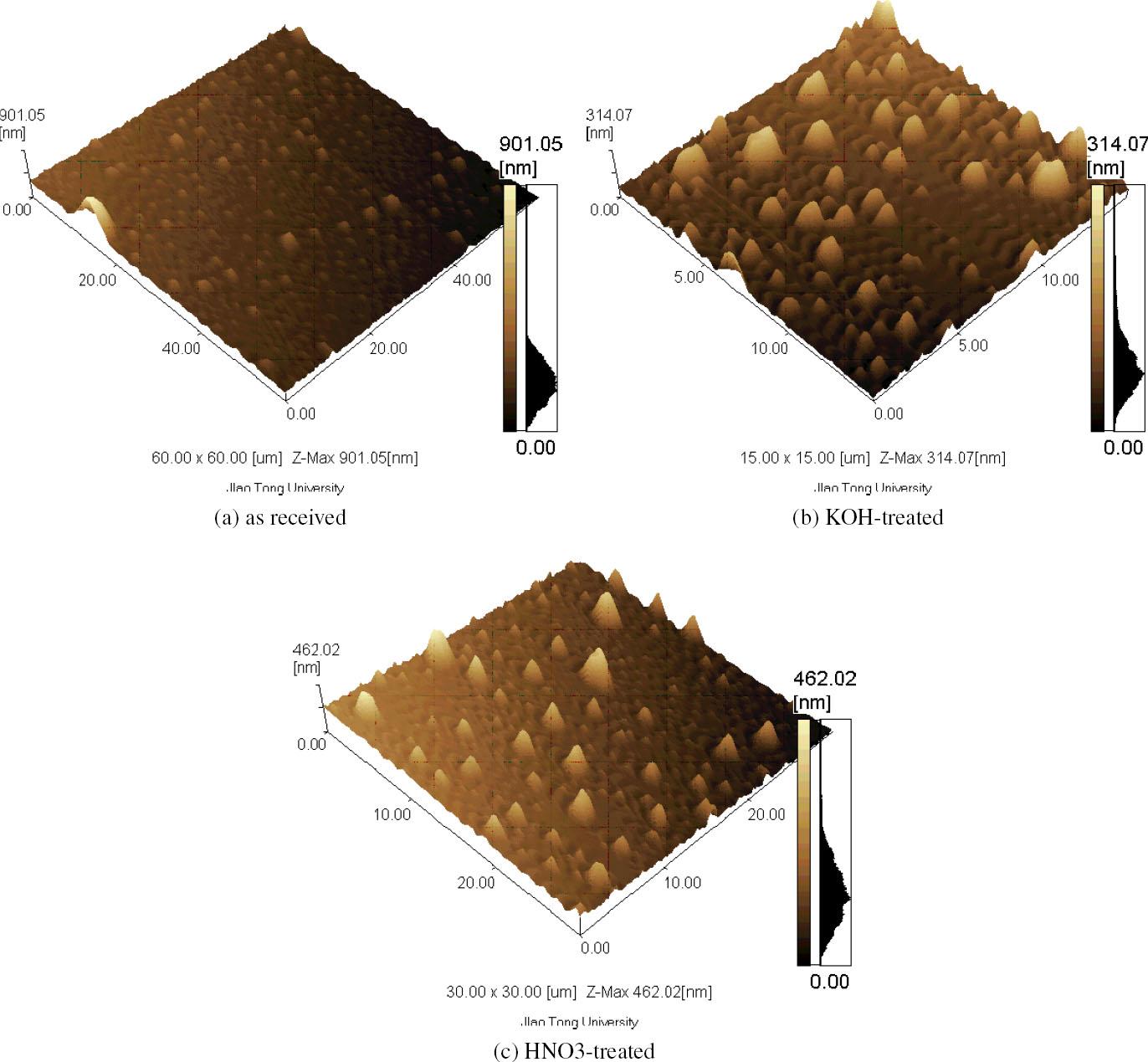 AFM surface morphology of carbon fiber