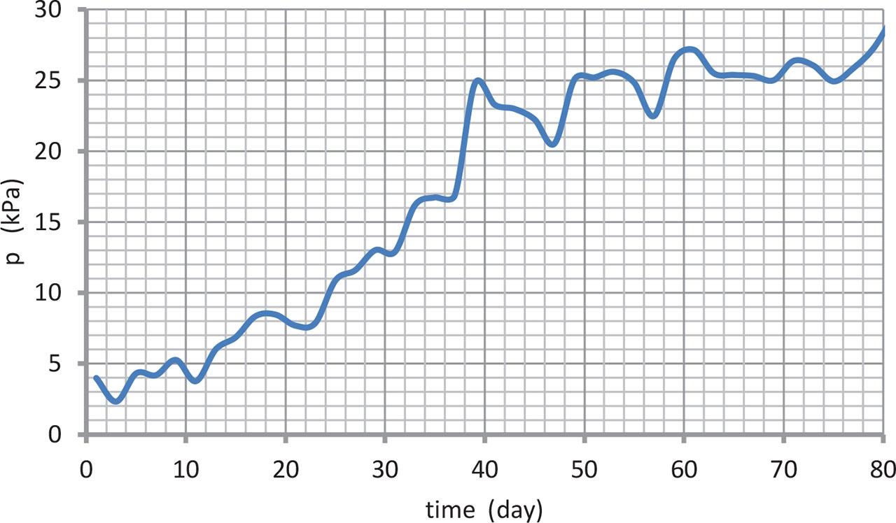 Changes in soil pressure in the structure crown point.