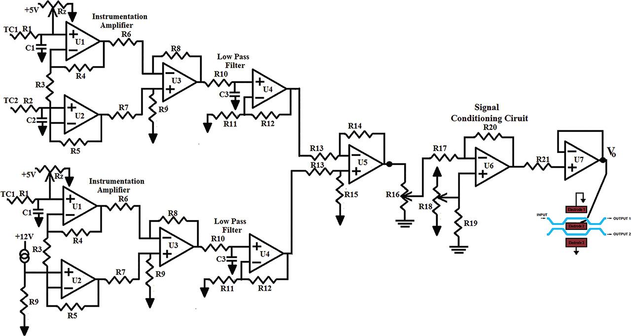 Complete circuit diagram of temperature measurement system.