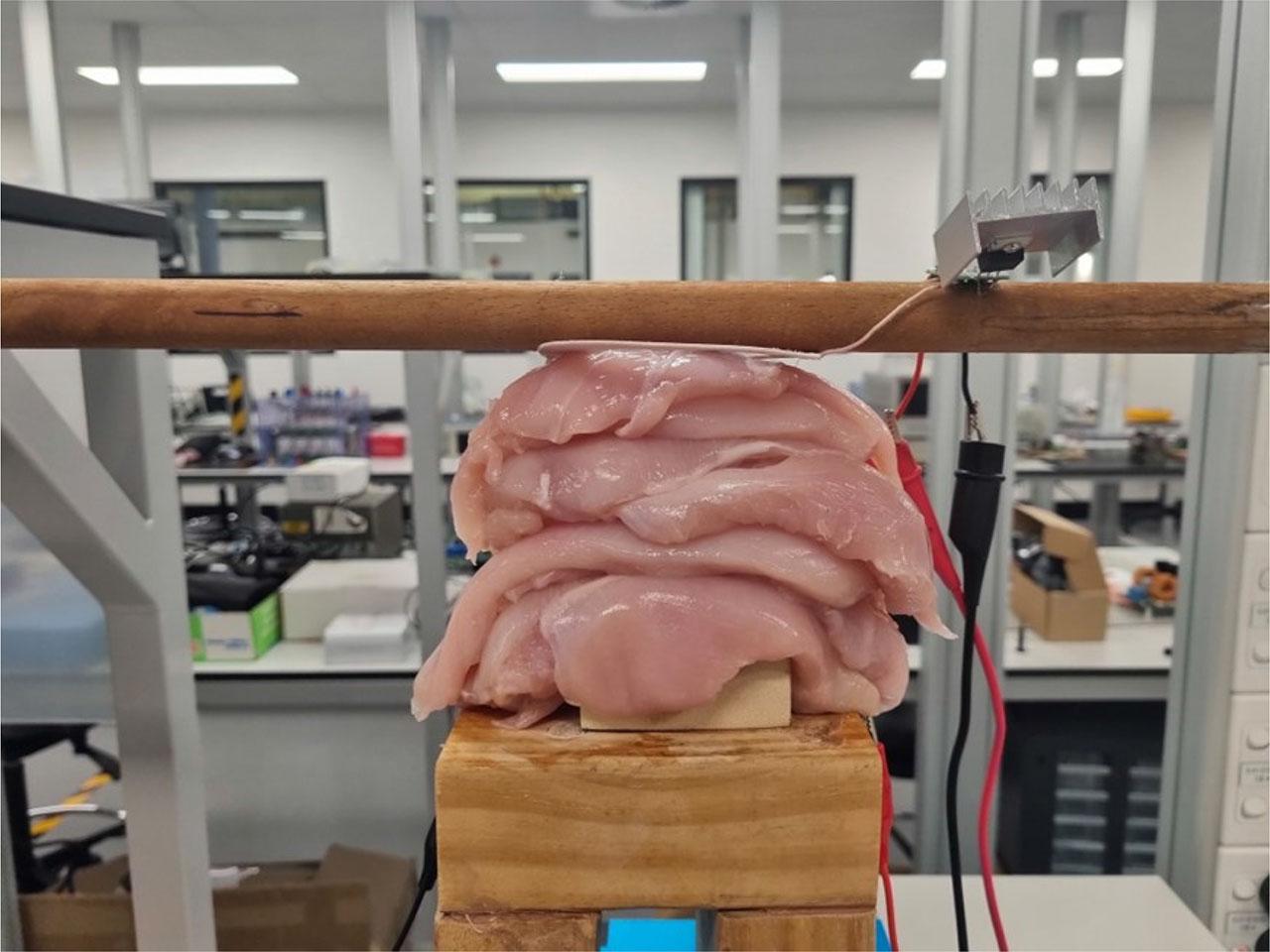 Vertical misalignment testing setup using tissue substitutes.