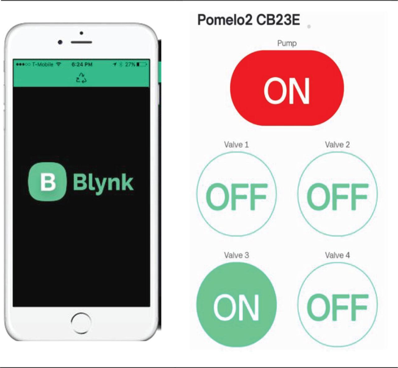 The process of automatically “on and off” system of water pump and solenoid valves by using the application Blynk.