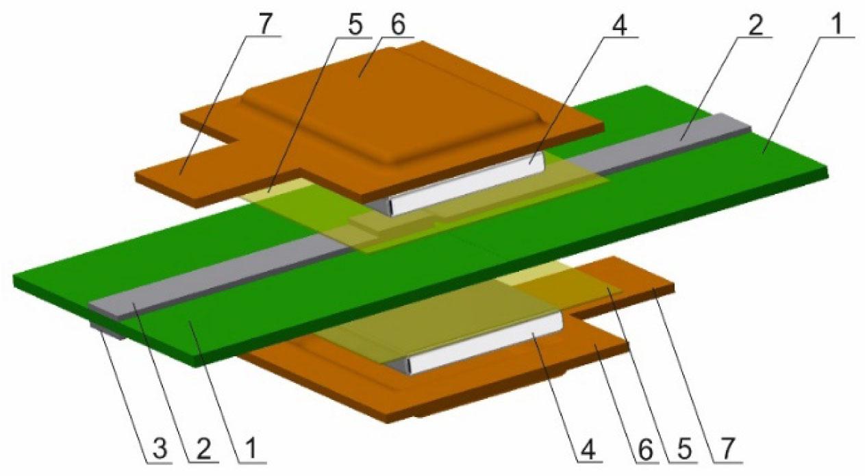 Textile connector with rectangular contacts