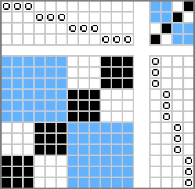 Fragment of ornament drawing of overshot fabric of four-harness