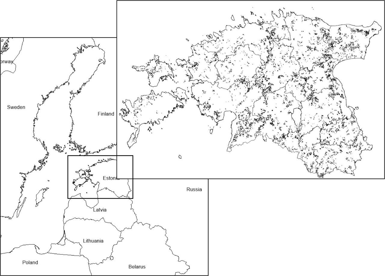 Locations of cutting areas.