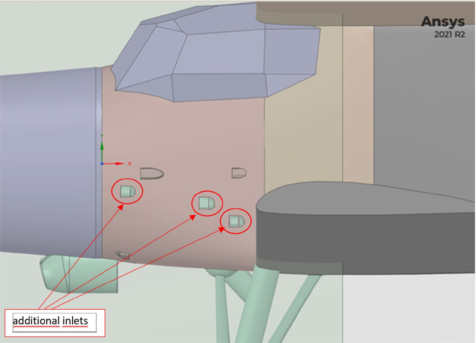 Location of additional inlets ventilating the equipment bay.