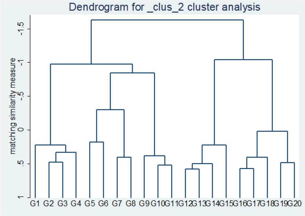 Dendogram by Ward’s Linkage Clustering of the Regressand using Euclidean Distance MatrixSource: own analysis.