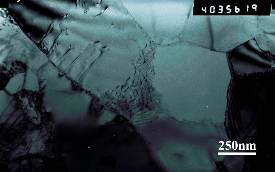 Ferrite appearing in martensitic steel.