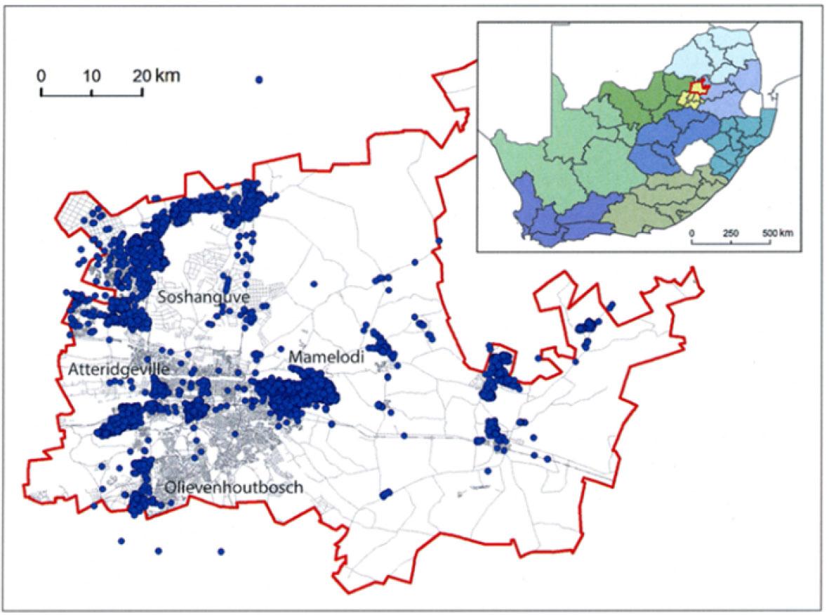Map of the City of Tshwane, Gauteng Province, South AfricaSource: Friesen et al., 2018.