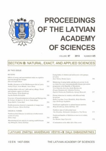 Proceedings of the Latvian Academy of Sciences. Section B. Natural, Exact, and Applied Sciences.'s Cover Image