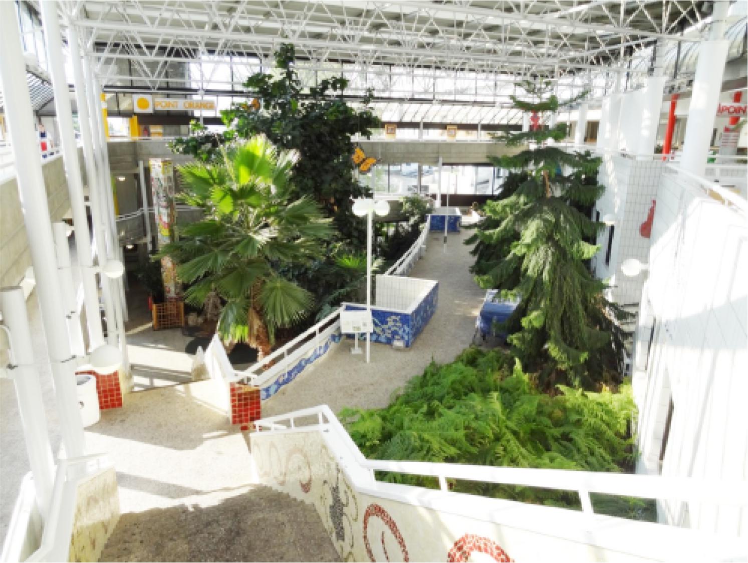 Interior garden of L’Hôpital Robert Debré dedicated to the treatement of children, Paris, France: Overview from the lobby, source: Author