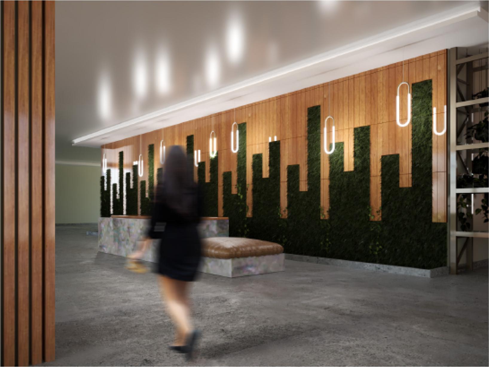 Proposal for therapeutic interior garden (author: Paulina Bobrowska) View of the interior winter garden green walls