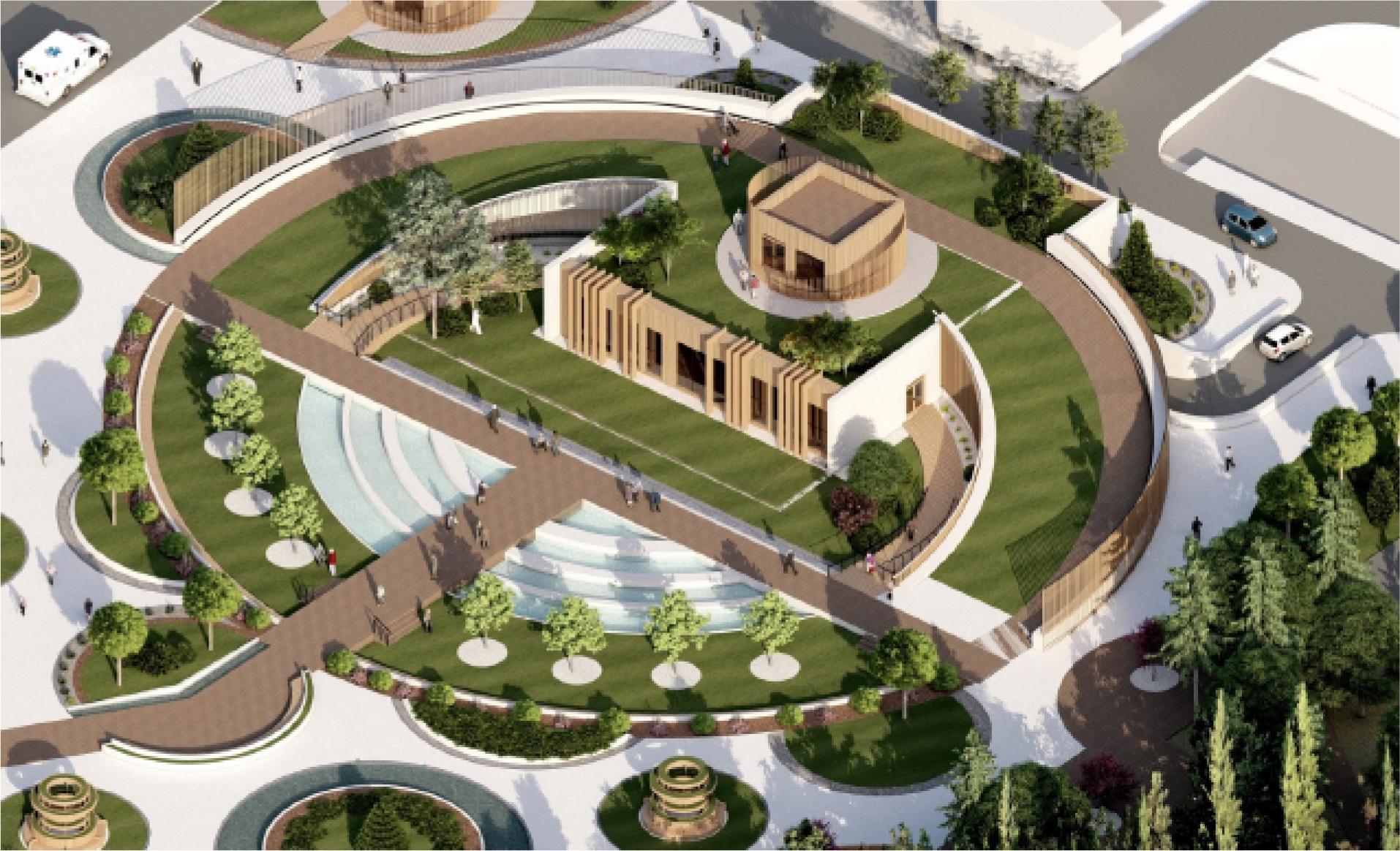 Proposal for therapeutic garden pavilion (author: Katerina Holovchenko) View of the pavilion