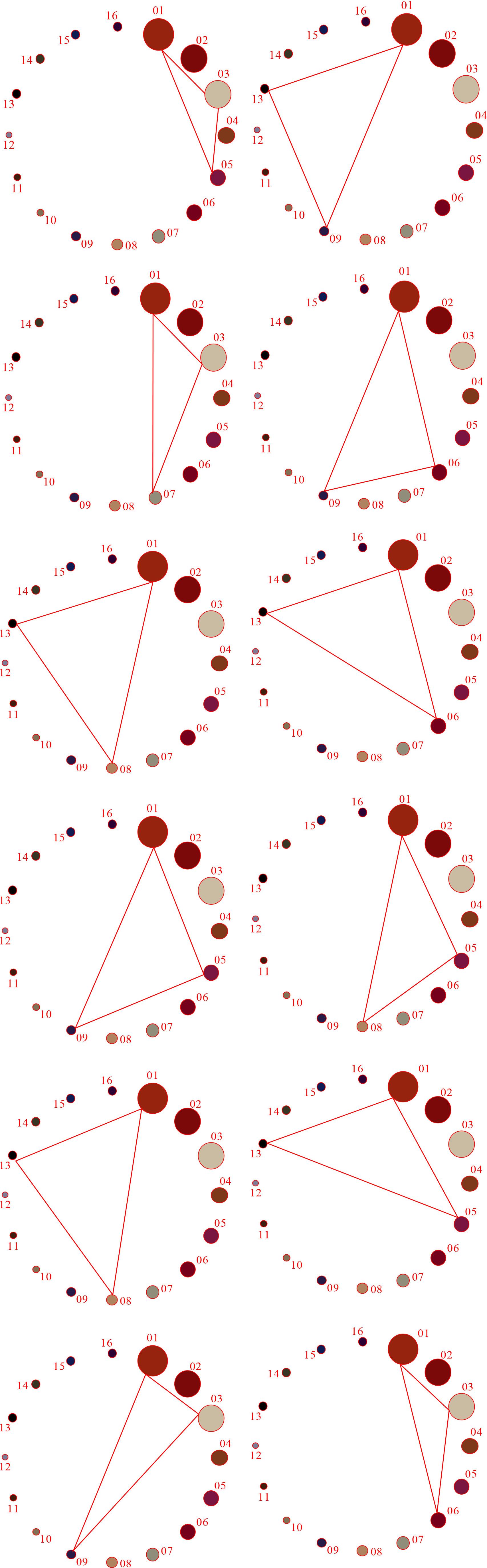 Three color matching schemes with color 01 as the main color