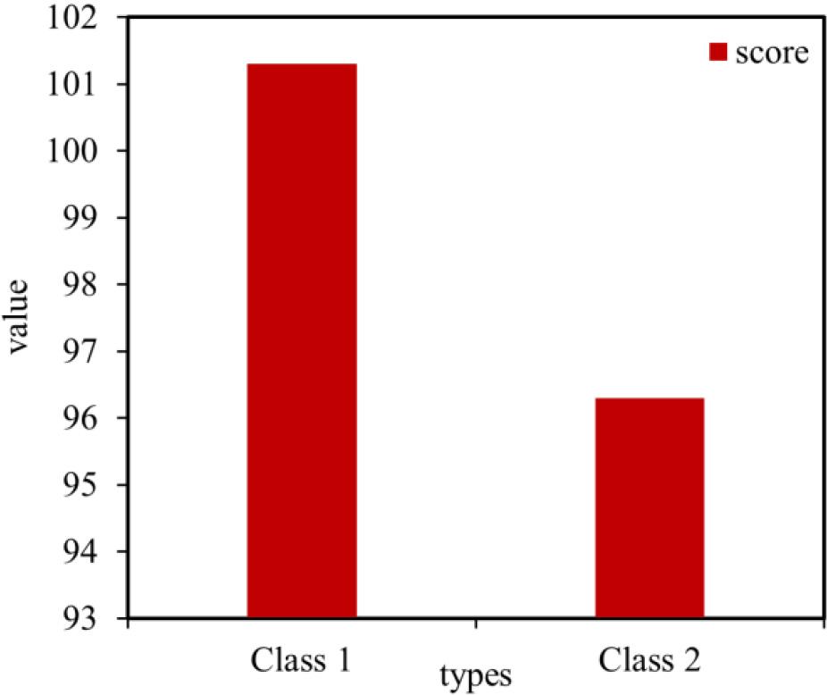 The final exam score report of the class 1 and class 2
